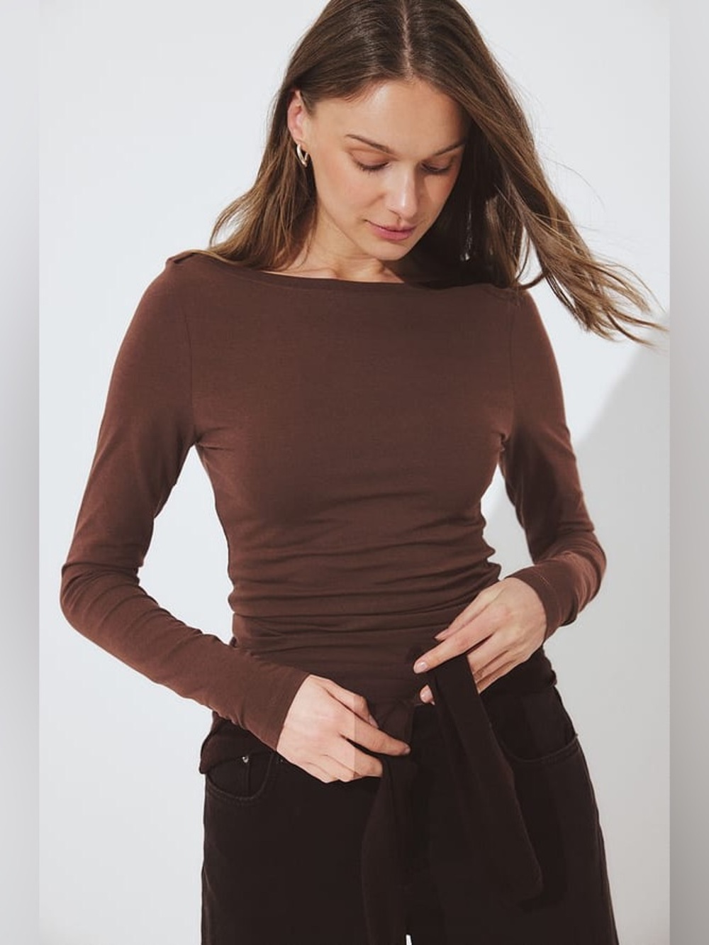 NA-KD Boat Neck Long Sleeve Top